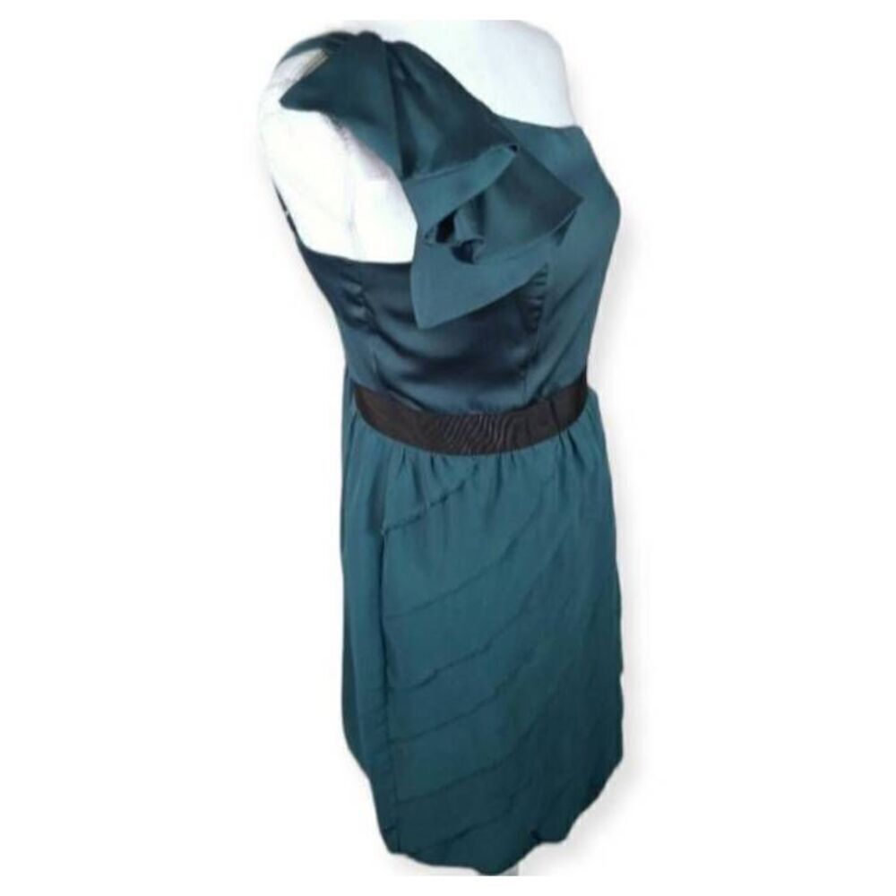 LC LAUREN CONRAD GREEN & BLACK ONE SHOULDER DRESS SZ.12 EUC. - Picture 4 of 8